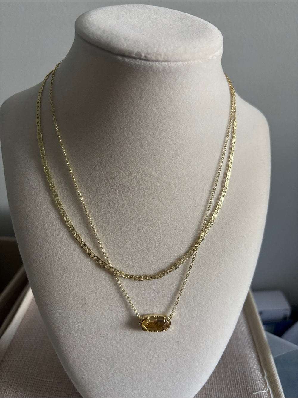 Kendra Scott Gold Layered Necklace with Faceted Pendant